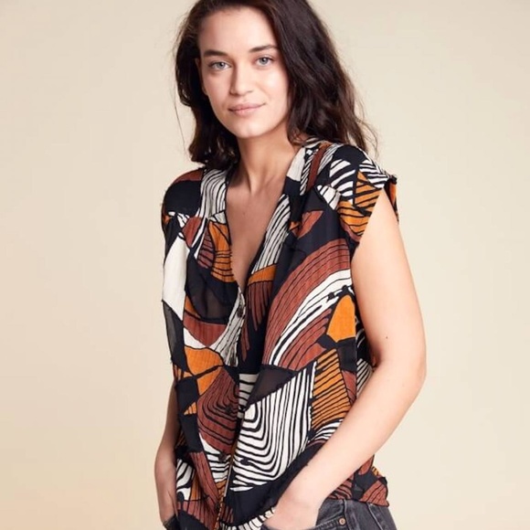Billy Burnout Print Bohemian Top - Picture 1 of 4